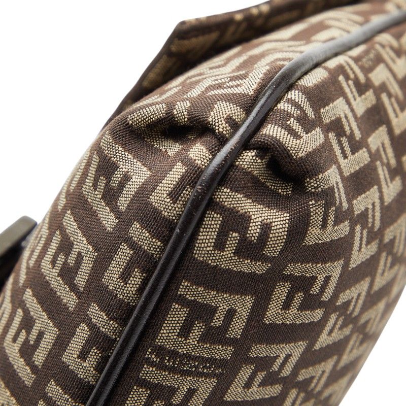 Fendi Zucchino Brown Canvas Leather Women's Fendi