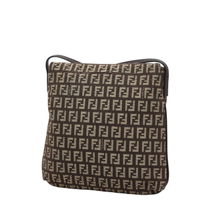 Fendi Zucchino Brown Canvas Leather Women's Fendi