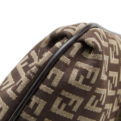 Fendi Zucchino Brown Canvas Leather Women's Fendi