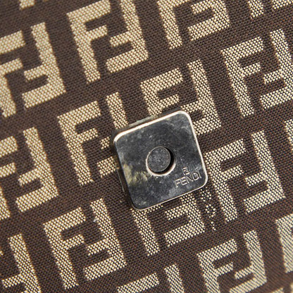 Fendi Zucchino Brown Canvas Leather Women's Fendi