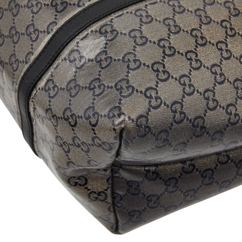 Gucci GG Crystal 197954 Gray Black PVC Leather Women's Gucci