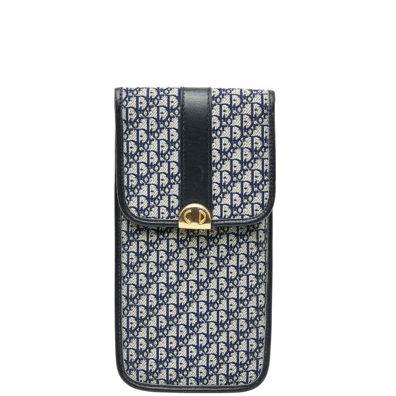 Dior Trotter Glasses Case Pouch Navy Canvas Leather Women's Dior