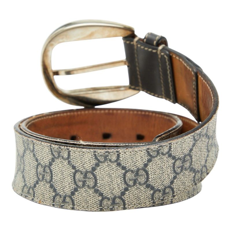 Gucci GG Supreme Belt 80 32 246380 Beige Brown PVC Leather Women's Gucci