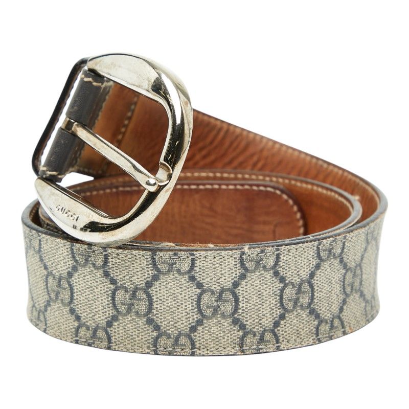 Gucci GG Supreme Belt 80 32 246380 Beige Brown PVC Leather Women's Gucci