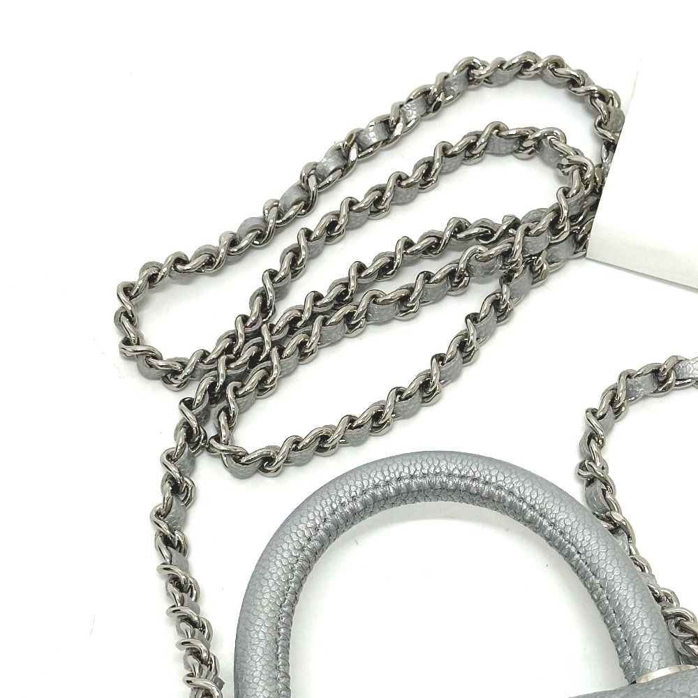 Chanel Handbag Coco Handle Caviar Skin Silver