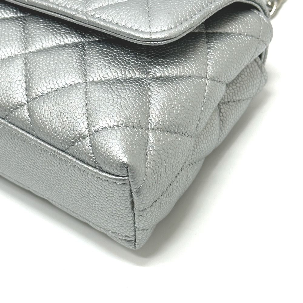 Chanel Handbag Coco Handle Caviar Skin Silver