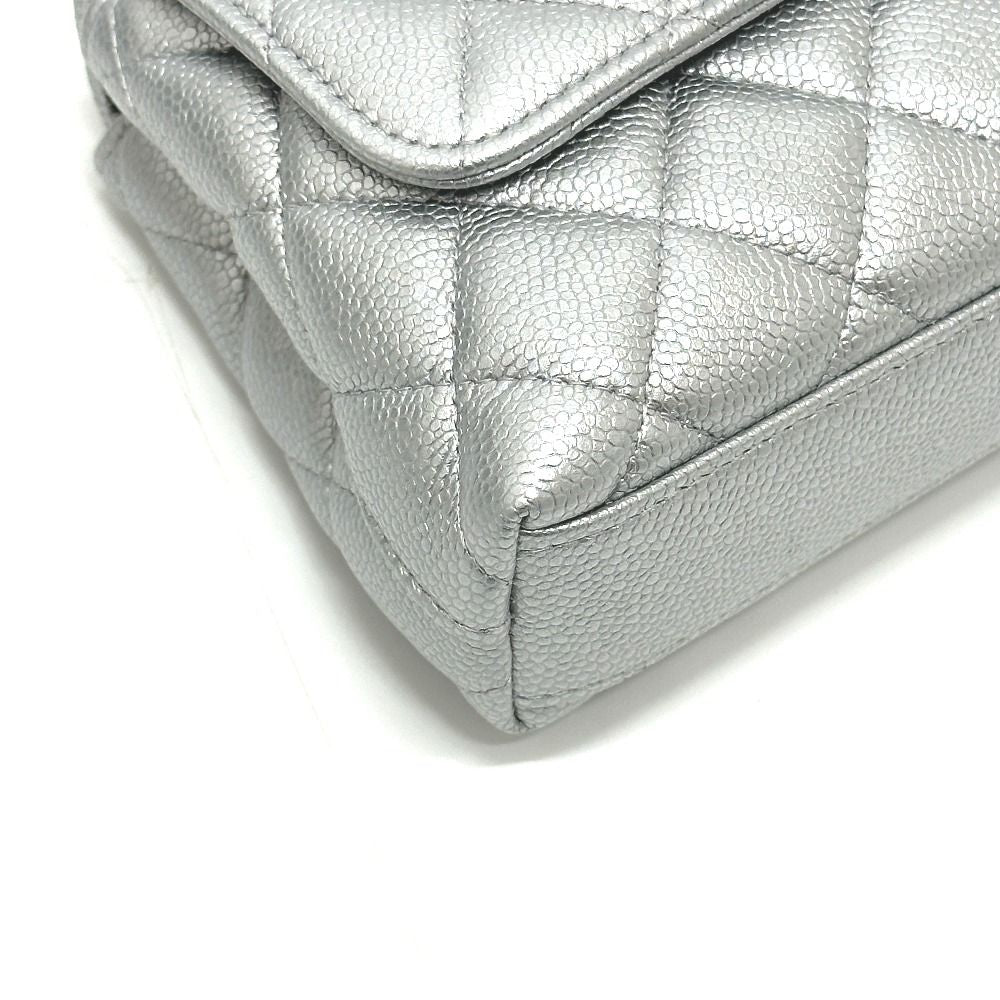 Chanel Handbag Coco Handle Caviar Skin Silver