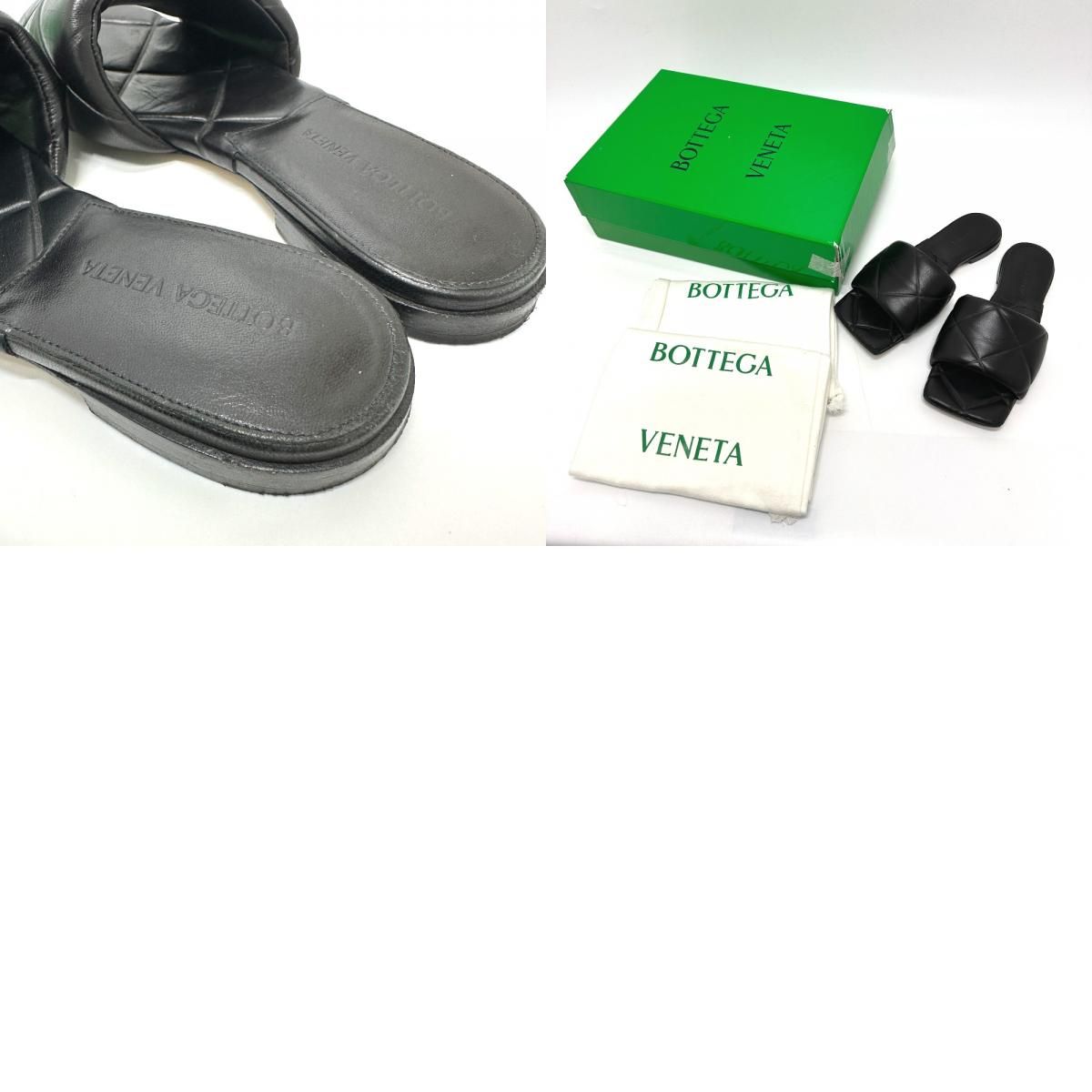 Bottega Veneta Sandals Rubber Lido Flat Rubber Lido 639940 Leather Black