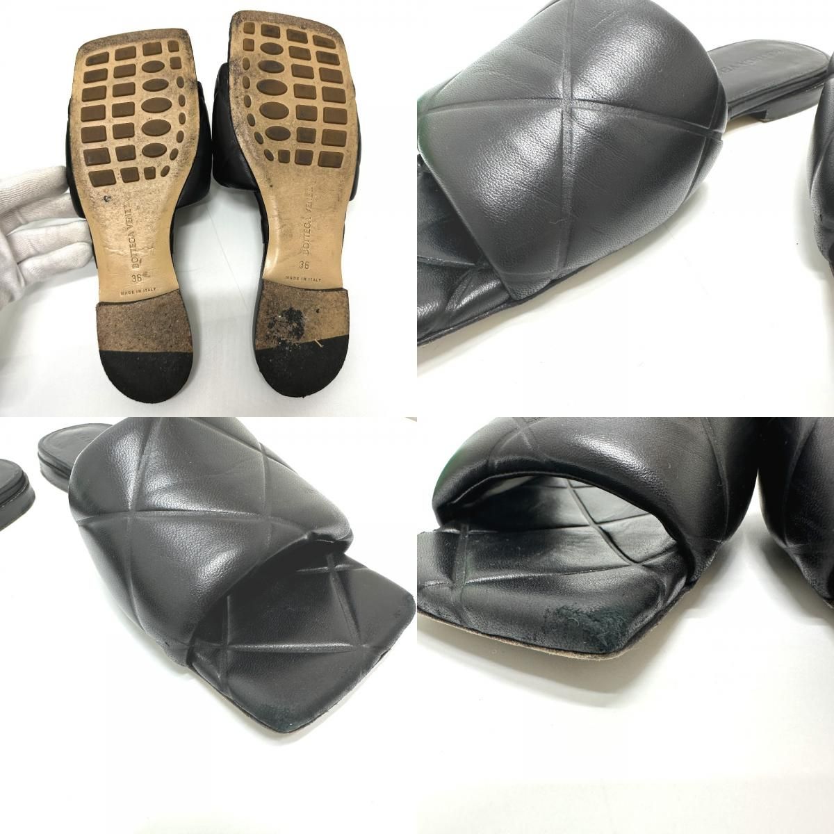 Bottega Veneta Sandals Rubber Lido Flat Rubber Lido 639940 Leather Black