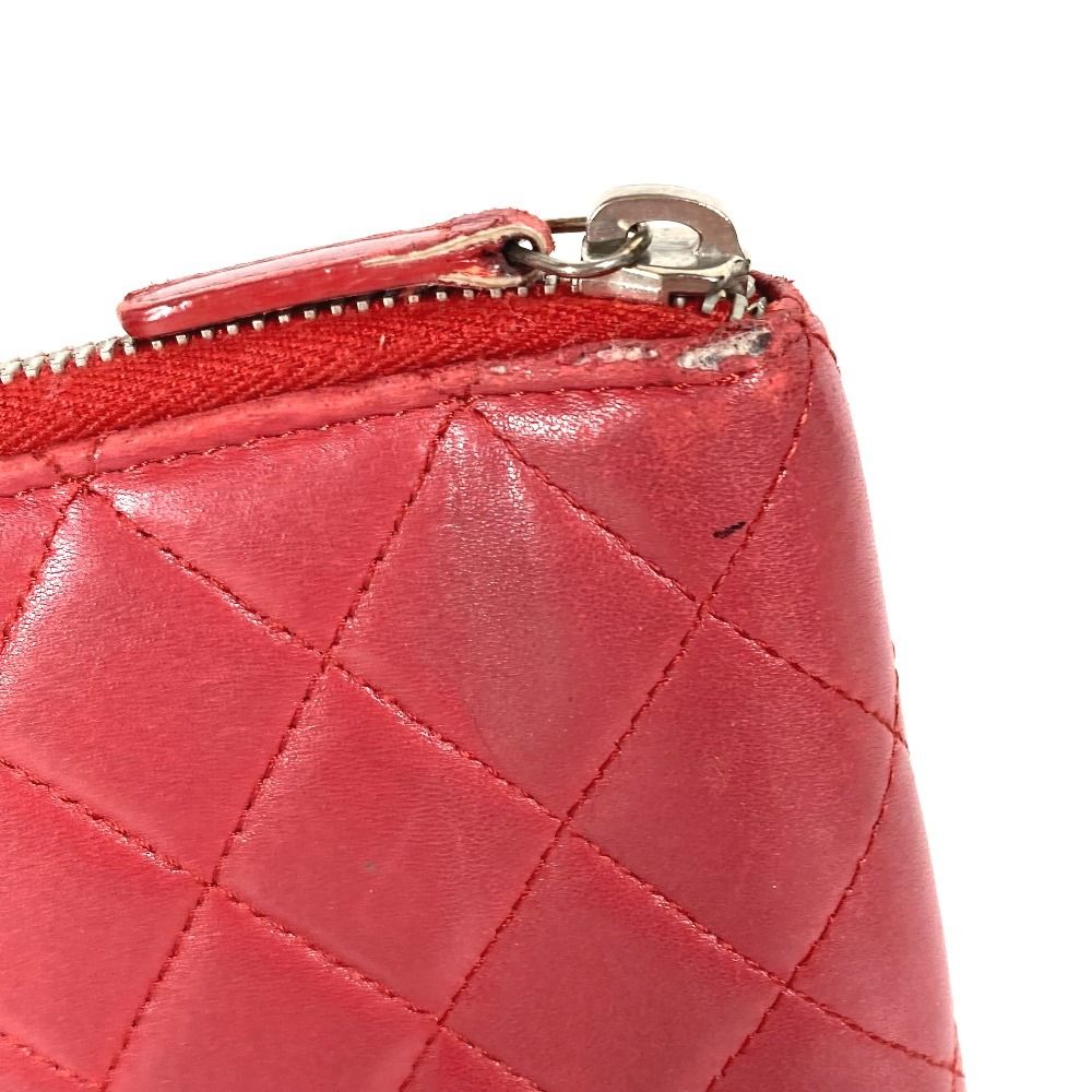 Chanel Chanel Ipad Case CC Logo Quilted Lambskin Red