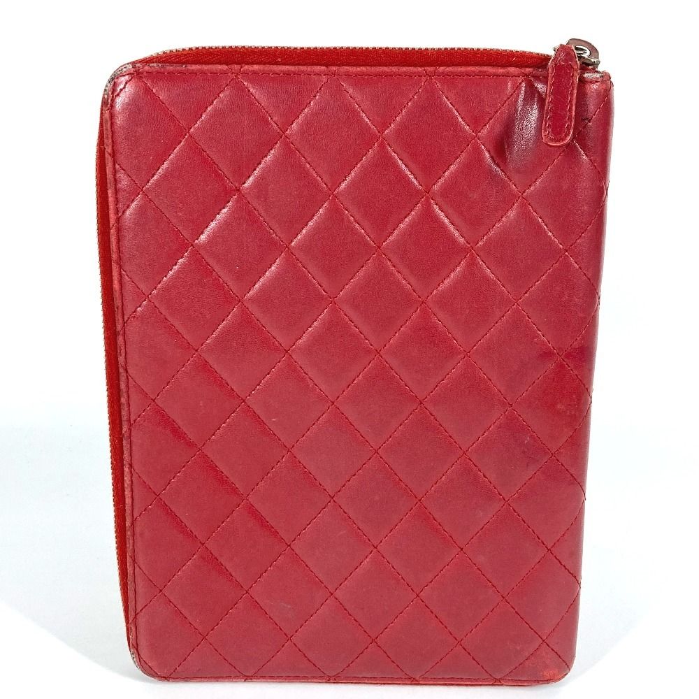 Chanel Chanel Ipad Case CC Logo Quilted Lambskin Red