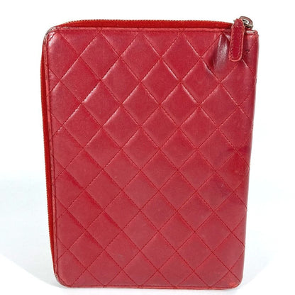 Chanel Chanel Ipad Case CC Logo Quilted Lambskin Red
