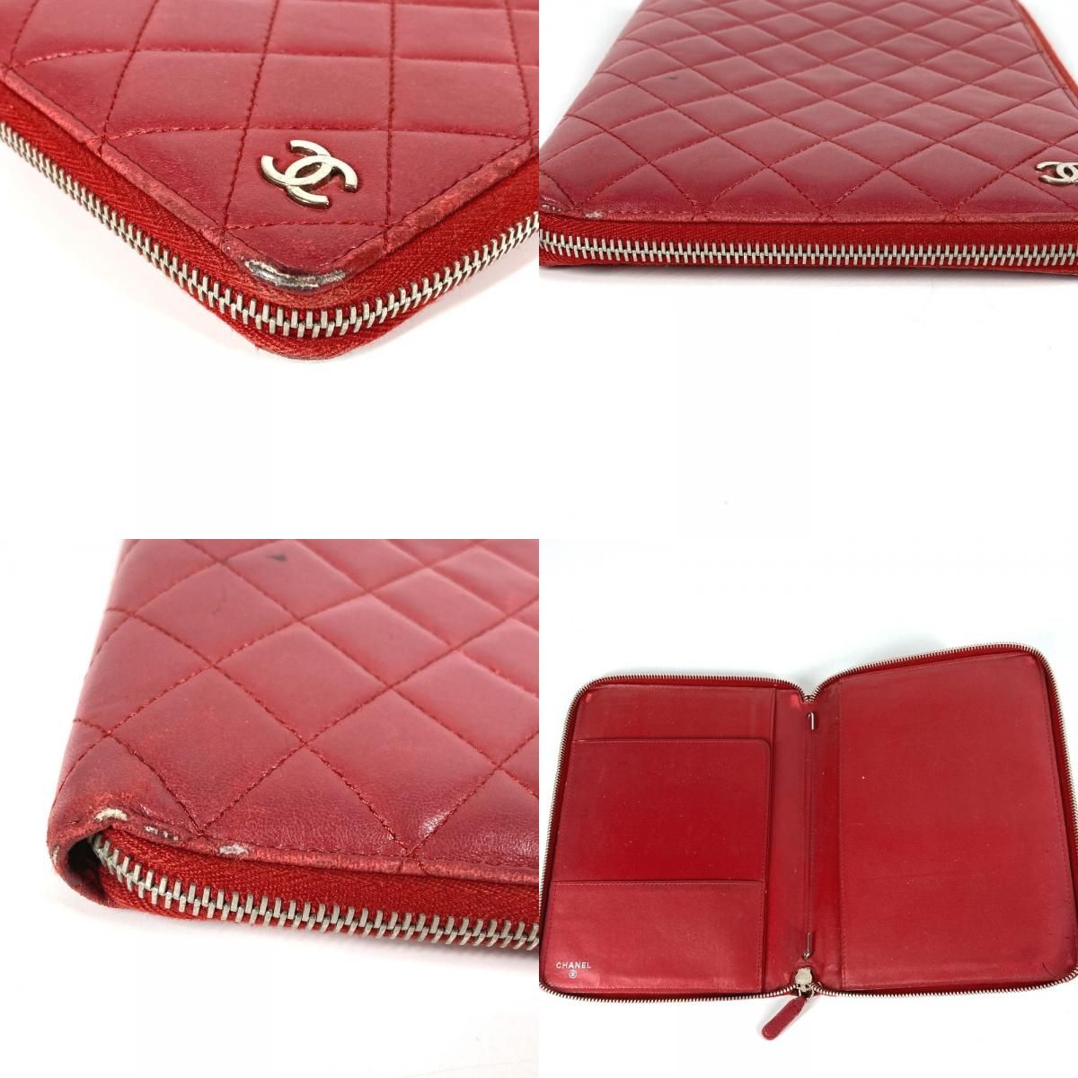 Chanel Chanel Ipad Case CC Logo Quilted Lambskin Red