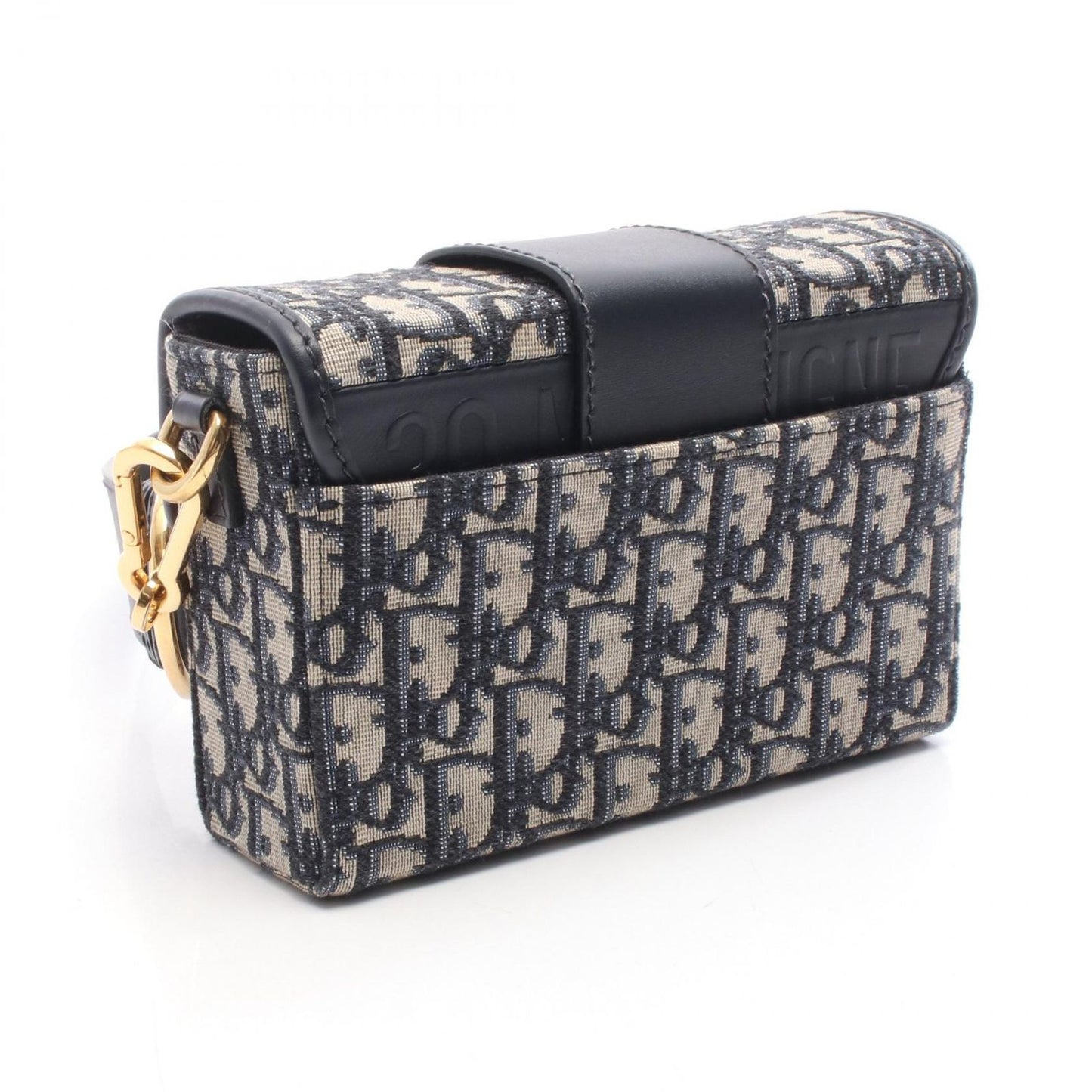 Dior Shoulder Bag 30 Montaigne Box Bag Oblique Jacquard Navy Canvas Leather