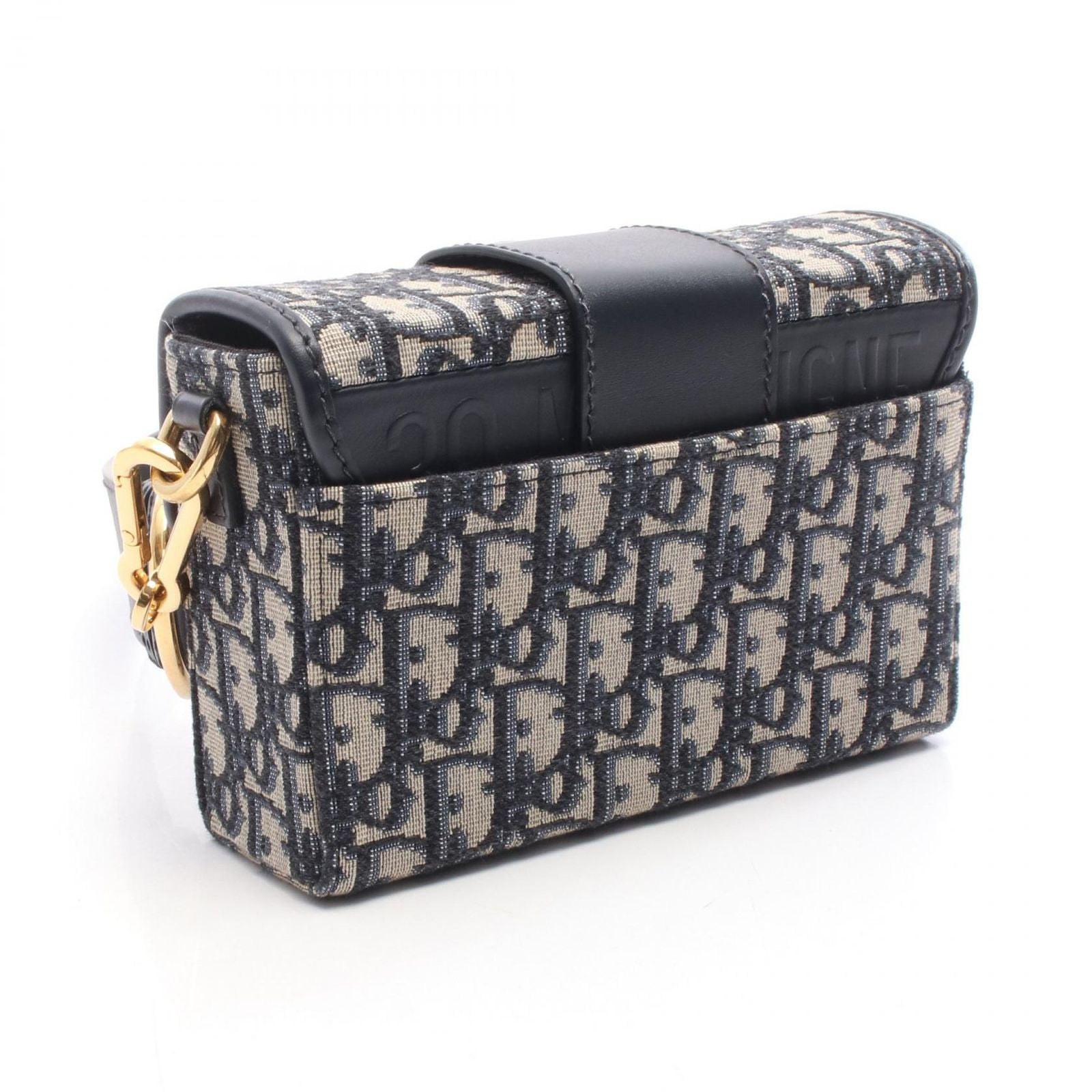 Dior Shoulder Bag 30 Montaigne Box Bag Oblique Jacquard Navy Canvas Leather