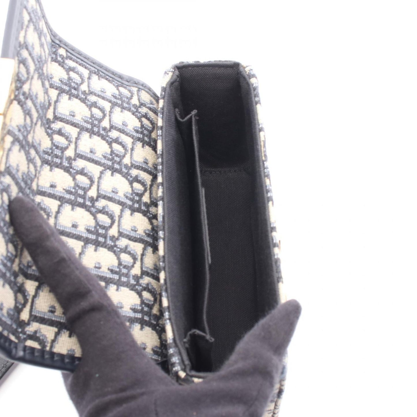 Dior Shoulder Bag 30 Montaigne Box Bag Oblique Jacquard Navy Canvas Leather