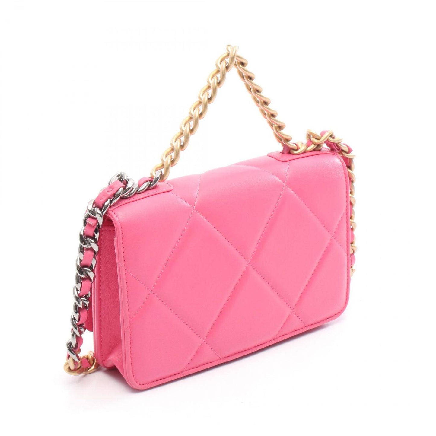 Chanel Shoulder Bag 19 Dizneuf Pink Leather Chanel19 Matelasse Chain Wallet