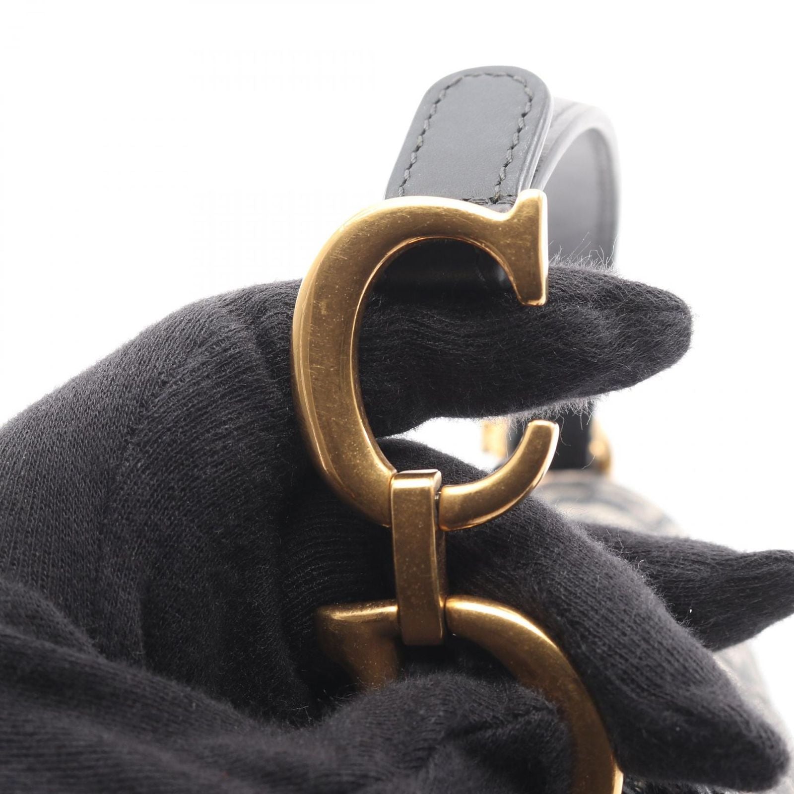 Dior Handbag Saddle Bag Mini Oblique Jacquard Navy Canvas Leather Oblique