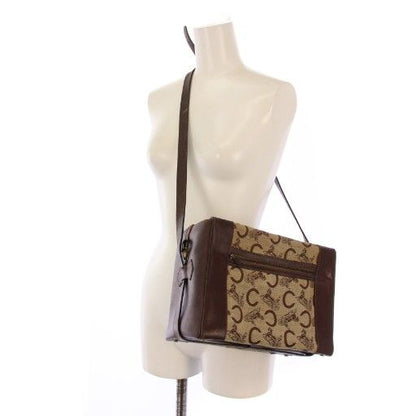 Celine C Macadam Vintage Shoulder Bag Canvas Leather Beige Bm • OH