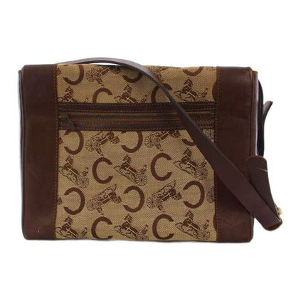 Celine C Macadam Vintage Shoulder Bag Canvas Leather Beige Bm • OH
