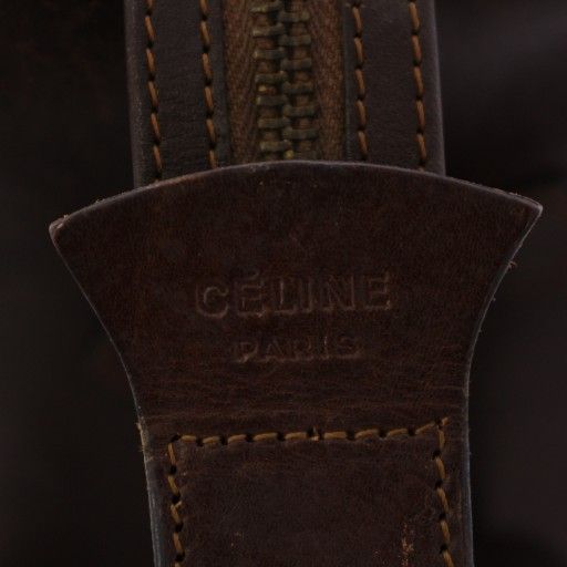 Celine C Macadam Vintage Shoulder Bag Canvas Leather Beige Bm • OH