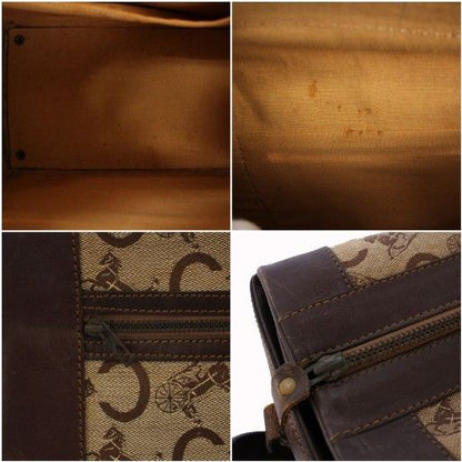 Celine C Macadam Vintage Shoulder Bag Canvas Leather Beige Bm • OH