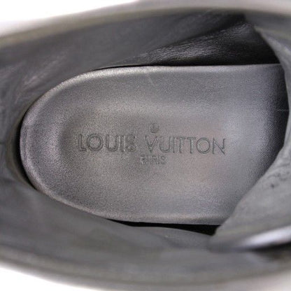Louis Vuitton LV Logo High Cut Studded Sneakers Shoes Suede Leather 37 Gray