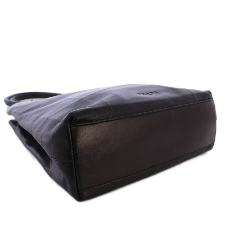 Prada Tote Bag Handbag Leather Black KH • OH