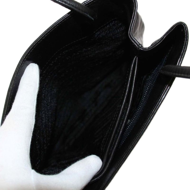 Prada Tote Bag Handbag Leather Black KH • OH