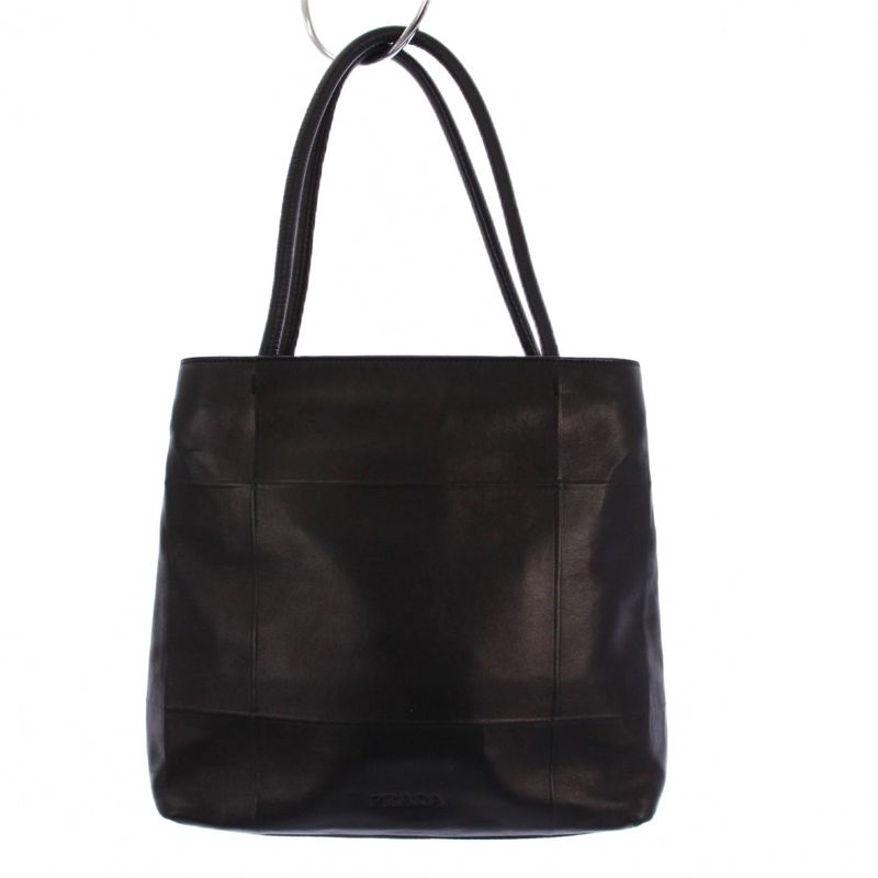 Prada Tote Bag Handbag Leather Black KH • OH