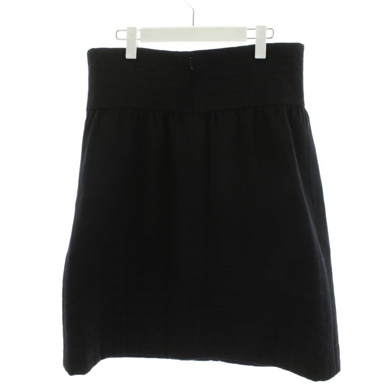 Chanel Flare Skirt Knee Length Wool Silk 44 Black P29146w03773 An67