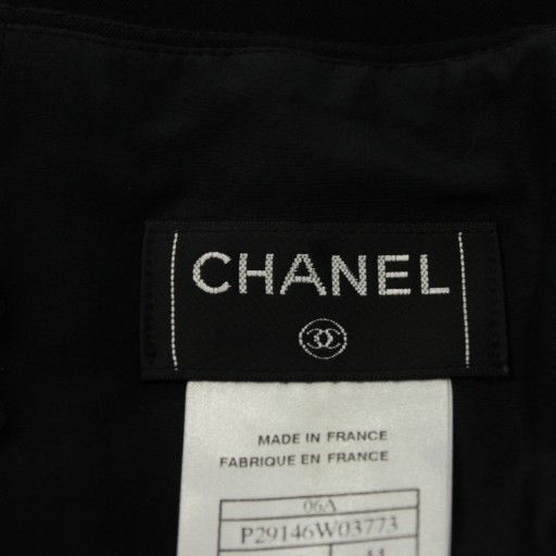 Chanel Flare Skirt Knee Length Wool Silk 44 Black P29146w03773 An67