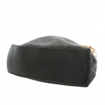 Gucci Bamboo Handbag GG Canvas Black 92708 An13 • OH