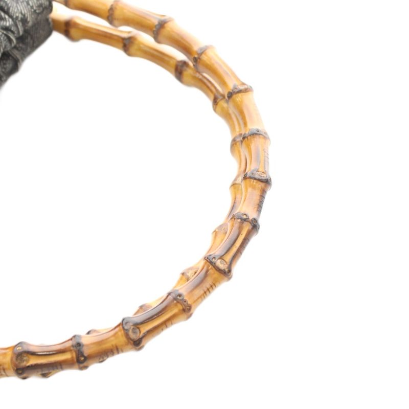 Gucci Bamboo Handbag GG Canvas Black 92708 An13 • OH