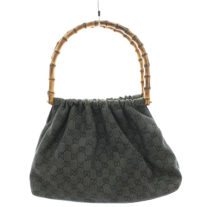 Gucci Bamboo Handbag GG Canvas Black 92708 An13 • OH