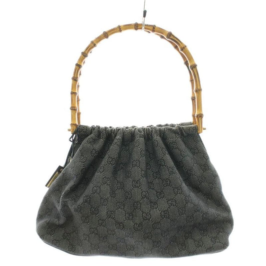 Gucci Bamboo Handbag GG Canvas Black 92708 An13 • OH