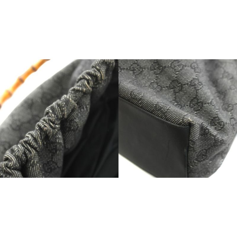 Gucci Bamboo Handbag GG Canvas Black 92708 An13 • OH