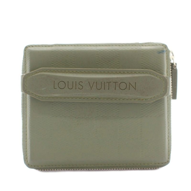 Louis Vuitton Damier Glace Petit Monnaie Wallet Bifold Coin Purse Round Zip