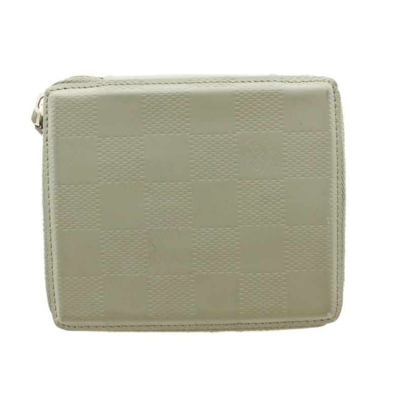 Louis Vuitton Damier Glace Petit Monnaie Wallet Bifold Coin Purse Round Zip