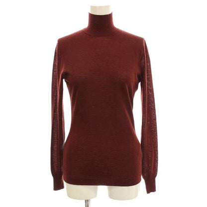 Hermes Cashmere 100 Knit High Neck Cut and Sewn Long Sleeve 36 Bordeaux G