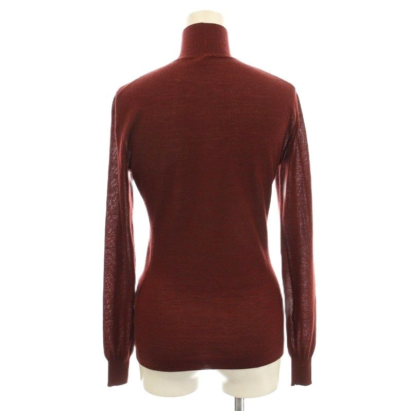 Hermes Cashmere 100 Knit High Neck Cut and Sewn Long Sleeve 36 Bordeaux G