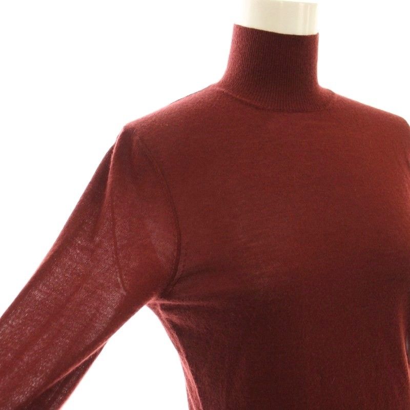 Hermes Cashmere 100 Knit High Neck Cut and Sewn Long Sleeve 36 Bordeaux G
