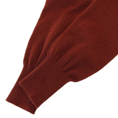 Hermes Cashmere 100 Knit High Neck Cut and Sewn Long Sleeve 36 Bordeaux G