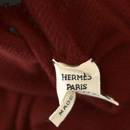 Hermes Cashmere 100 Knit High Neck Cut and Sewn Long Sleeve 36 Bordeaux G