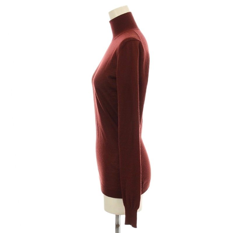 Hermes Cashmere 100 Knit High Neck Cut and Sewn Long Sleeve 36 Bordeaux G