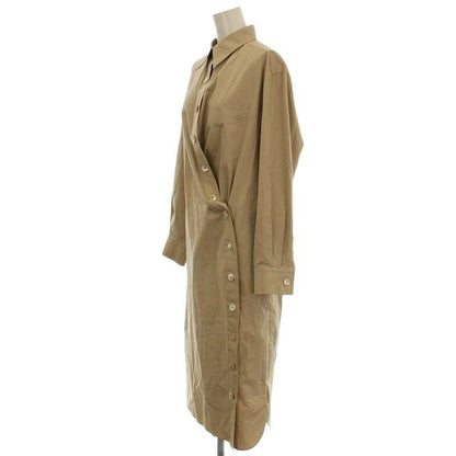 Hermes Deformed Shirt Dress Long Sleeve H Embroidery 40 Beige G