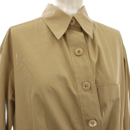 Hermes Deformed Shirt Dress Long Sleeve H Embroidery 40 Beige G