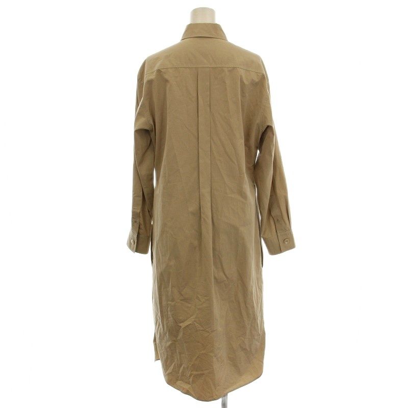 Hermes Deformed Shirt Dress Long Sleeve H Embroidery 40 Beige G