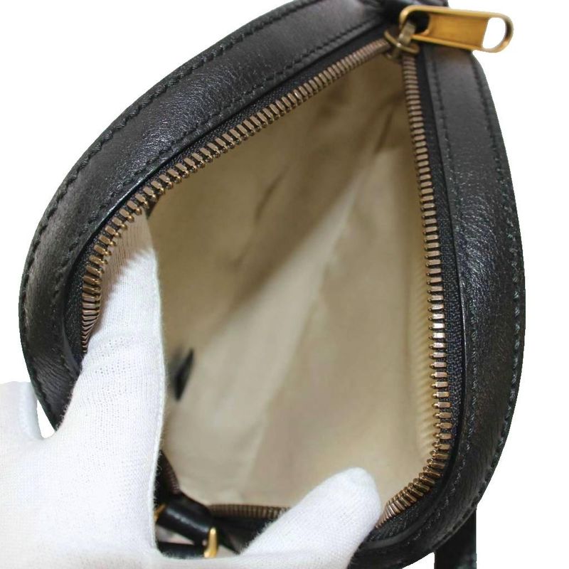 Gucci GG Velvet Shoulder Bag Leather Navy Black 574978 KH • OH