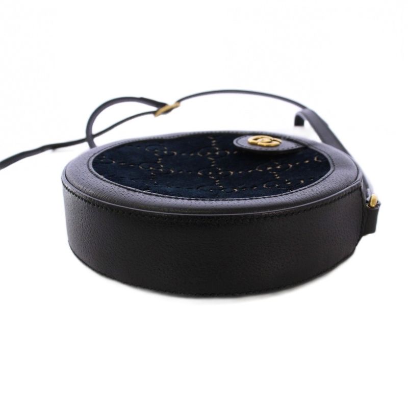 Gucci GG Velvet Shoulder Bag Leather Navy Black 574978 KH • OH